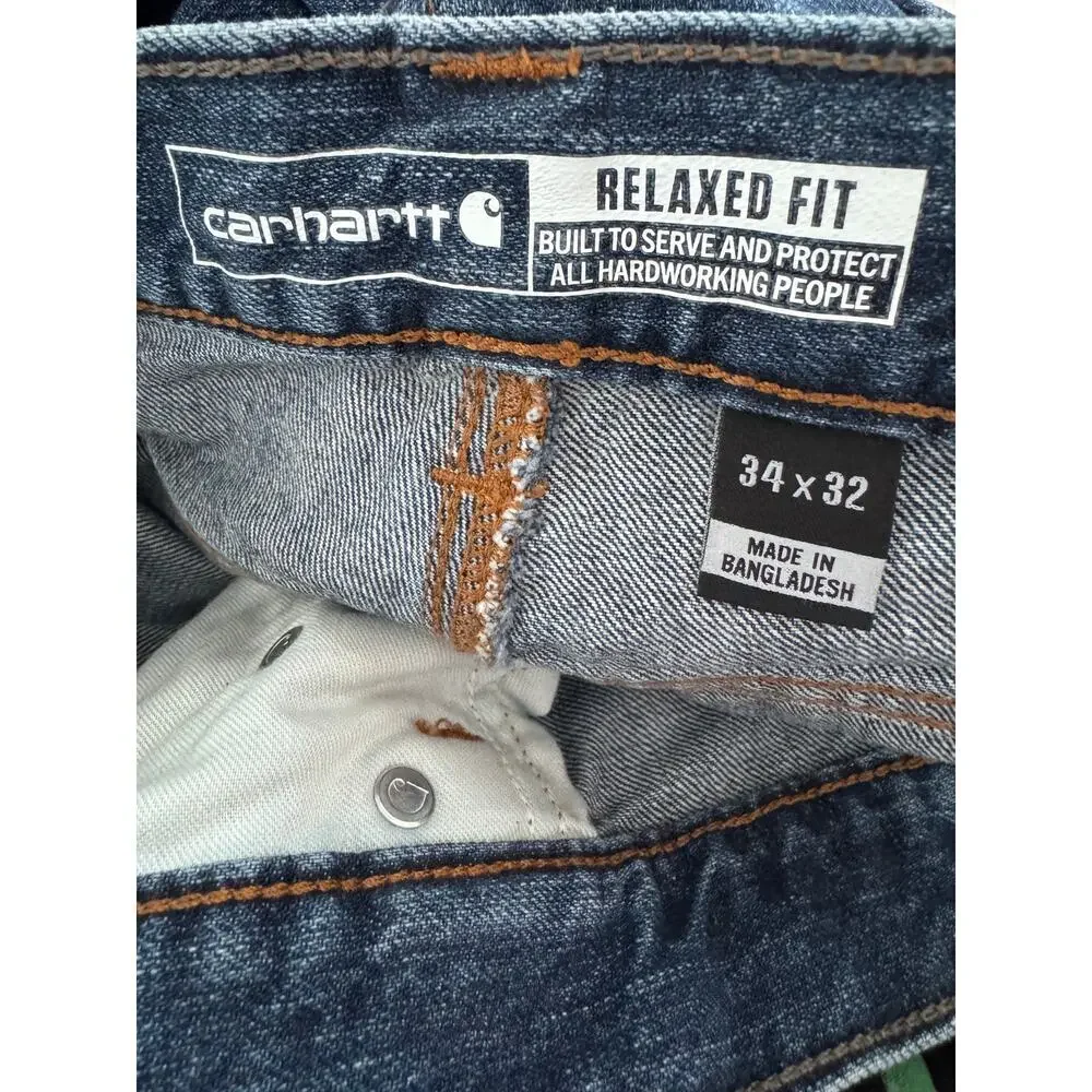 Carhartt Men's Relaxed Fit Blue Denim Jeans Medium‎ Wash 34x32